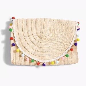 Pom Pom Straw Clutch